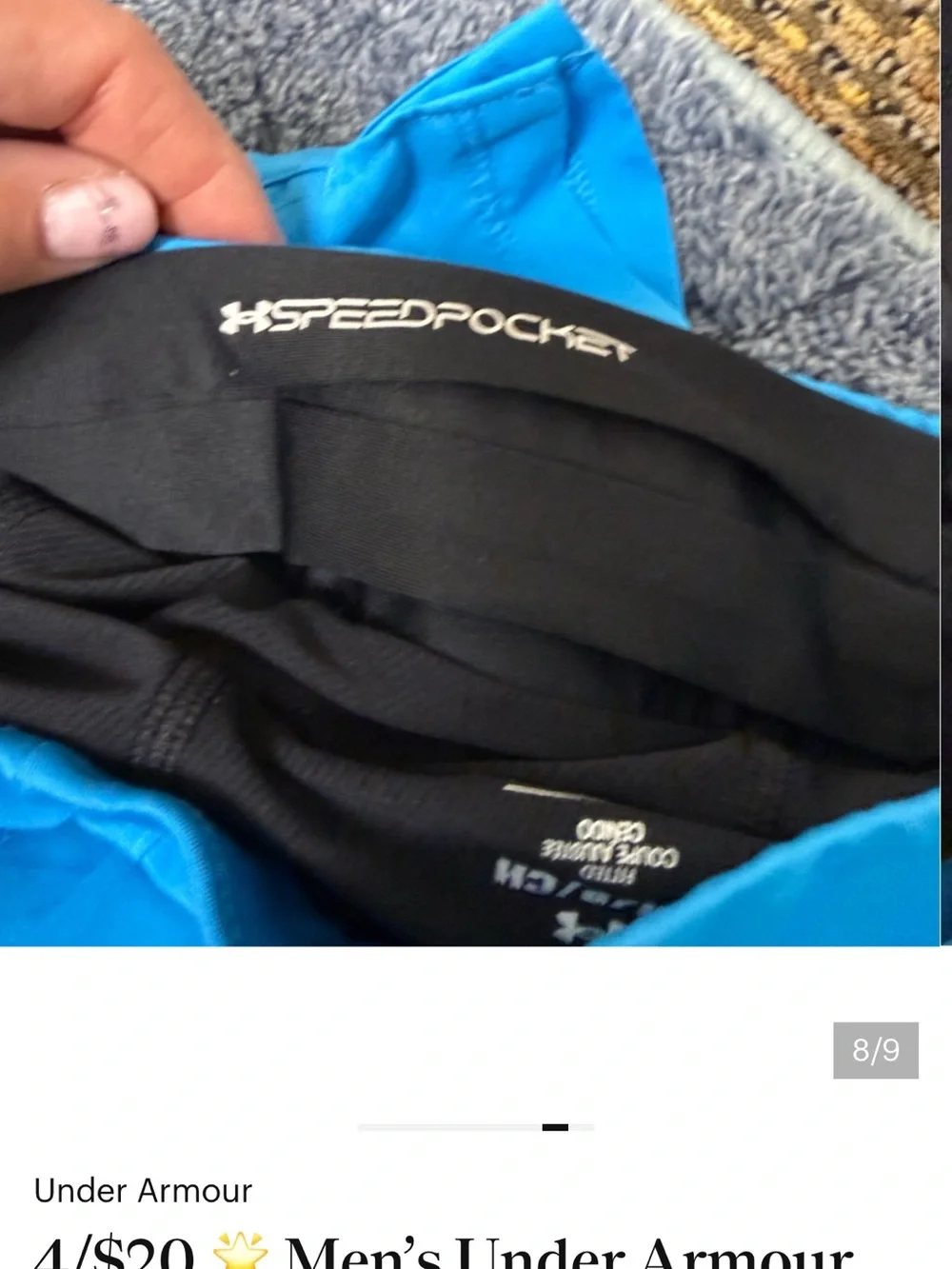 3/$25 ✨ Under Armour Men’s Tech 7” SpeedPocket Lined Shorts Blue Small